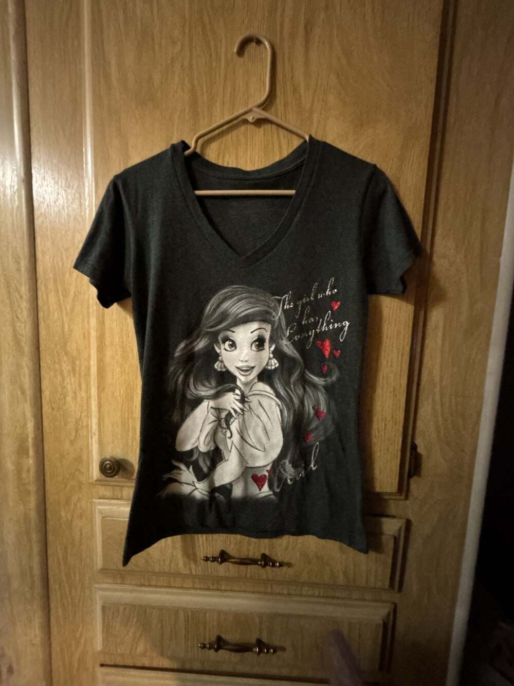 Disney The Little Mermaid Ariel The Girl Who Has Everything Gray V-Neck T-Shirt